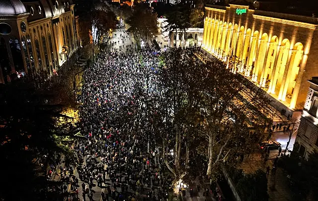 Protesters on the streets of Tbilisi