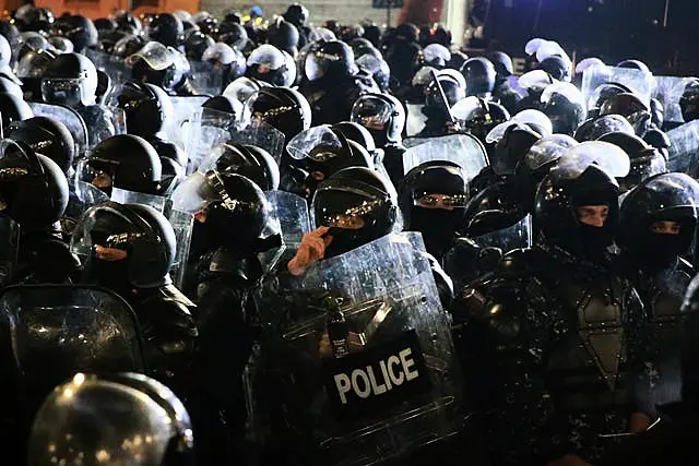 Riot police with shields 