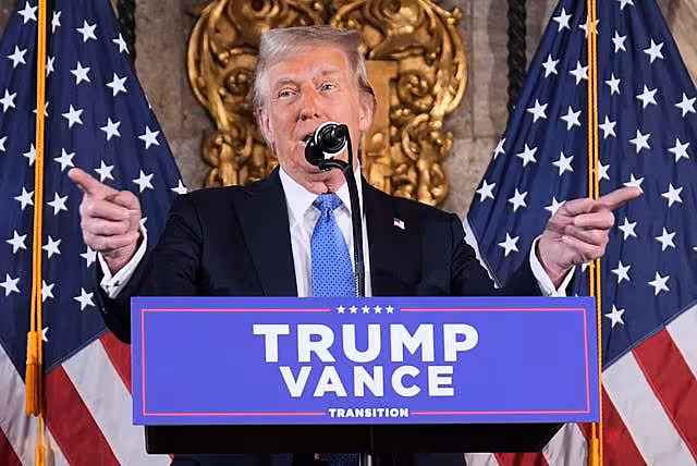President-elect Donald Trump speaks during a news conference at Mar-a-Lago