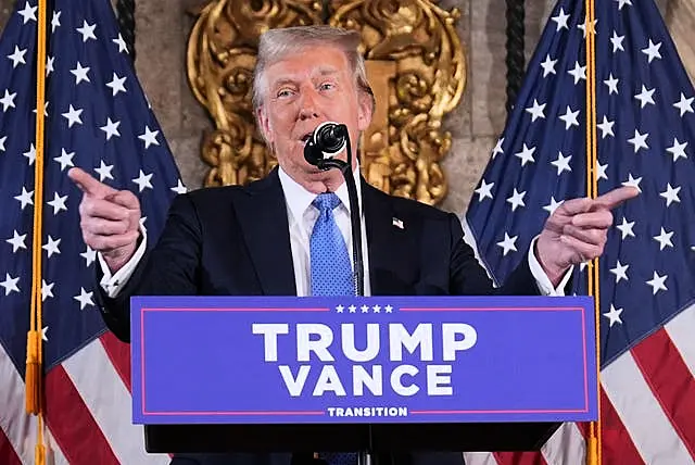 President-elect Donald Trump speaks during a news conference at Mar-a-Lago