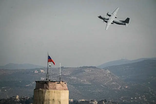 A Russian aircraft takes off at Hmeimim Air Base