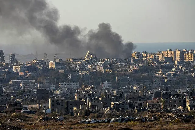 Smoke rises following an explosion in the Gaza Strip