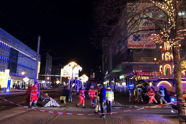 Emergency services take part in the Christmas market in Magdeburg, Germany