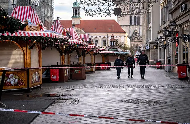 Police at cordoned off Christmas market