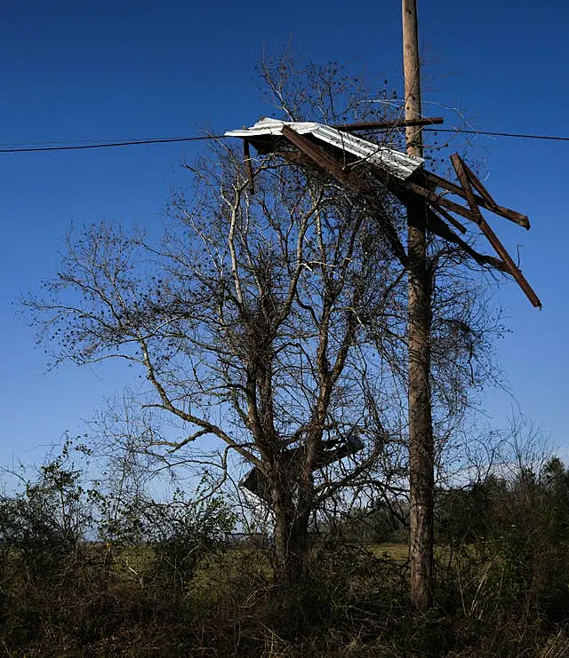 Debris caught in power lines