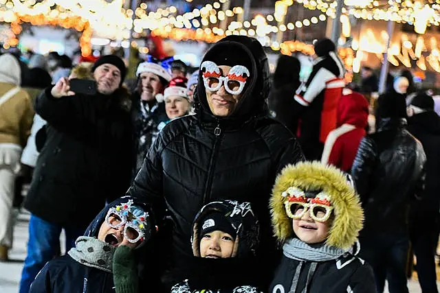 People gather in the centre of the Russian far east port of Vladivostok to celebrate the new year 