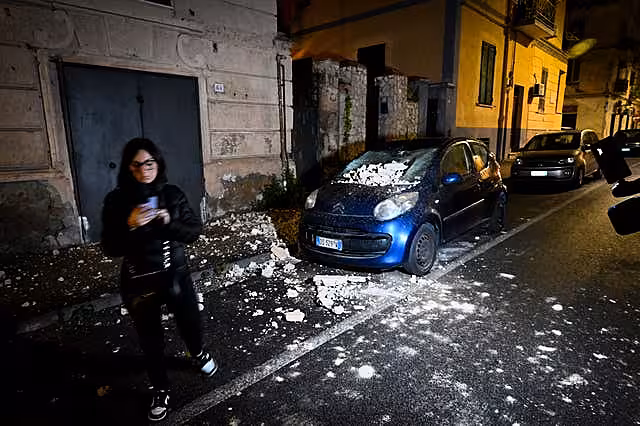 Debris on a car following the earthquake 