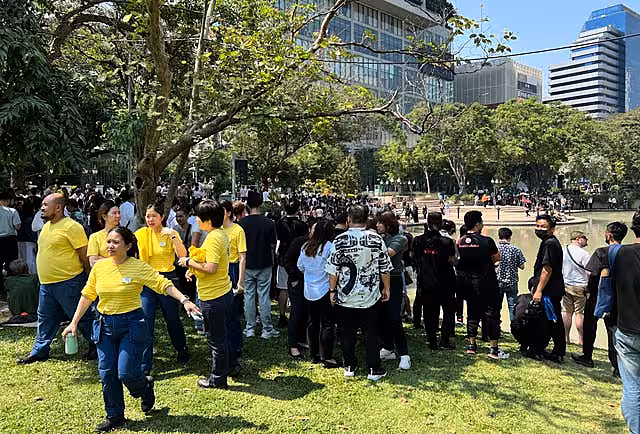 People gathered in a park