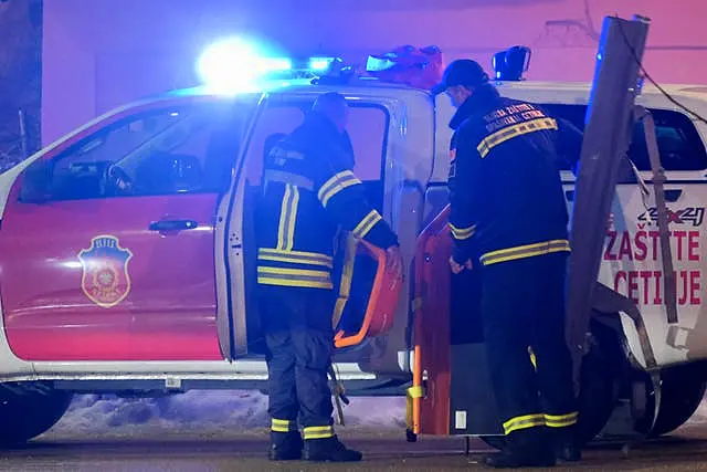 Rescue workers at the site of the shooting in Cetinje, Montenegro