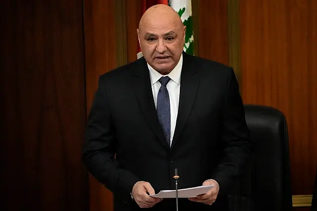 Joseph Aoun making his first speech at the Lebanese parliament after being sworn in as president 