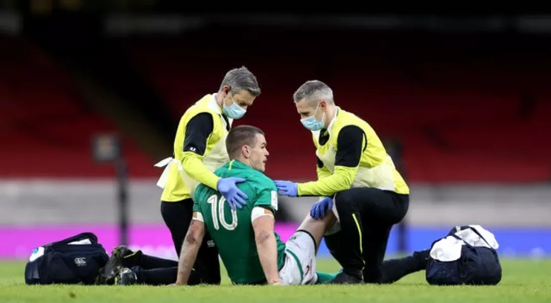 Ireland fly-half Johnny Sexton suffered a head knock against Wales