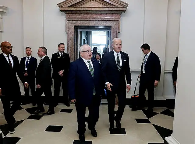 US President Joe Biden arrived at Leinster House in Dublin to make a historic speech to the Irish Parliament (Tony Maxwell/PA)