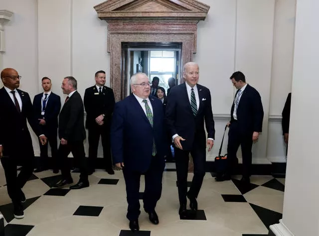 US President Joe Biden arrived at Leinster House in Dublin to make a historic speech to the Irish Parliament (Tony Maxwell/PA)