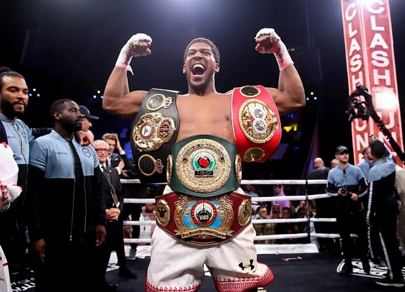 Anthony Joshua after reclaiming the IBF, WBA, WBO & IBO world heavyweight championship belts