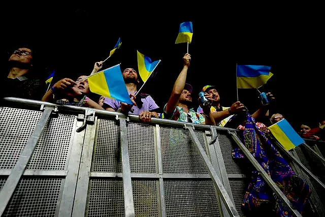 Crowds watch the Ukrainian group Go_A performing on the John Peel stage at the Glastonbury Festival at Worthy Farm in Somerset (Ben Birchall/PA)