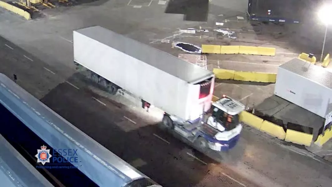 CCTV image of the trailer being taken off the ship at Port of Purflee