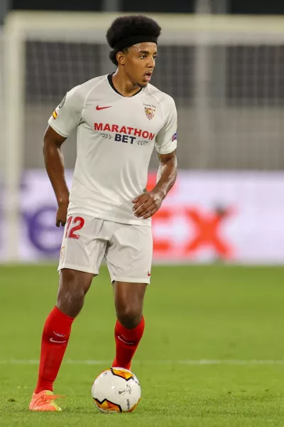 Sevilla’s Jules Kounde with the ball