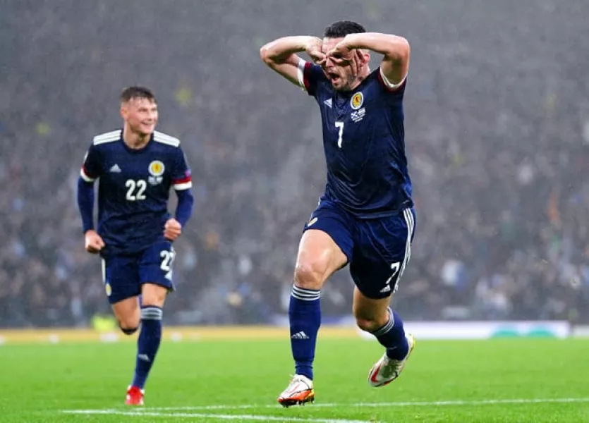 Scotland’s John McGinn celebrates scoring their first goal