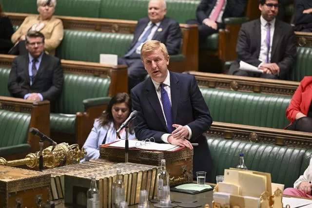 Oliver Dowden making a statement in the Commons that Beijing is behind a wave of state-backed interference