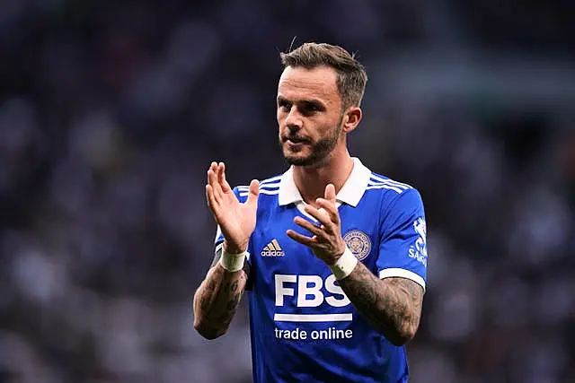 Leicester City’s James Maddison during the Premier League match at the Tottenham Hotspur Stadium, London