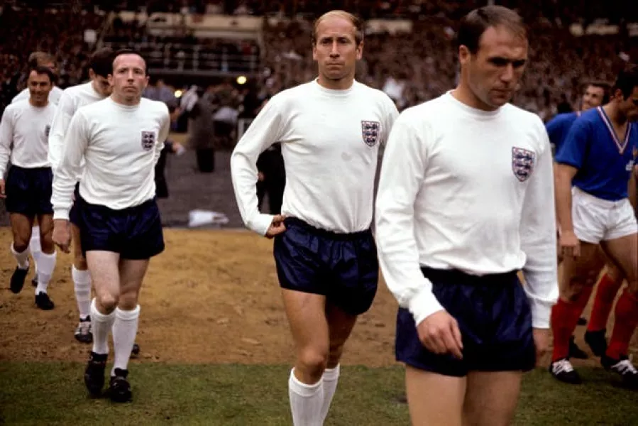 Jimmy Greaves walks out to face France. It would be his last appearance at the tournament 