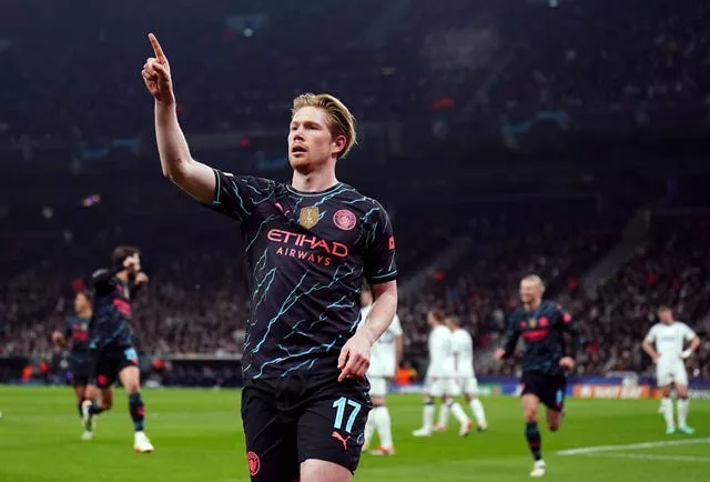 Kevin De Bruyne scored one and made the other two for City