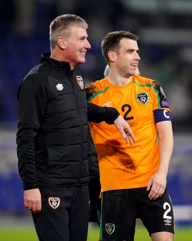 Republic of Ireland manager Stephen Kenny (left) left skipper Seamus Coleman (right) out of the starting XI in Scotland