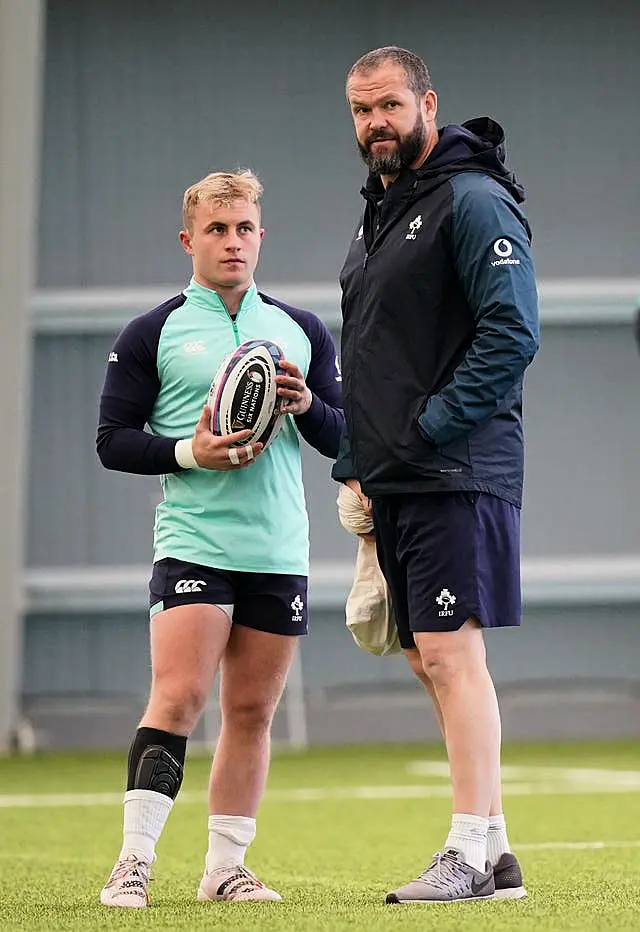 Craig Casey, left, has won 12 Test caps under Ireland head coach Andy Farrell, right