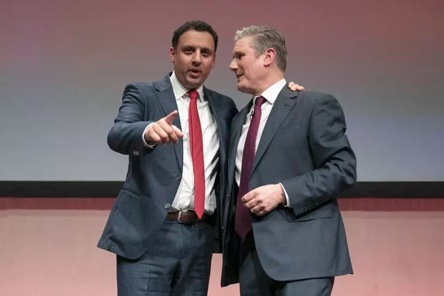 Labour leader Sir Keir Starmer with Scottish Labour leader Anas Sarwar, left, at the Scottish Labour conference