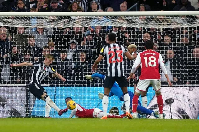 Newcastle United’s Anthony Gordon bundled home the controversial winner against Arsenal