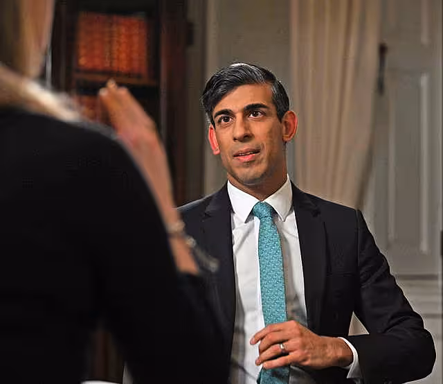 Prime Minister Rishi Sunak appearing on Sunday With Laura Kuenssberg