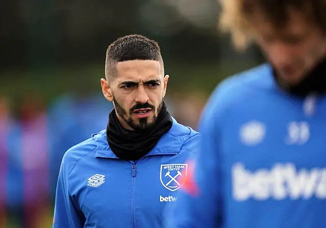 West Ham’s Manuel Lanzini during a training session