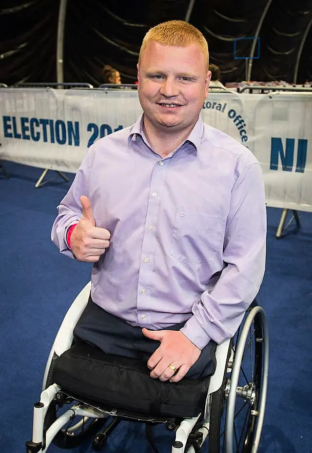 UUP MLA Andy Allen gives a thumbs-up