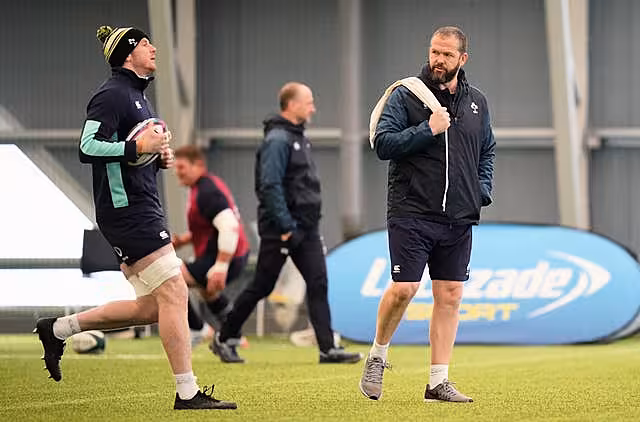 Ireland head coach Andy Farrell, right, has made six personnel changes for the trip to Scotland