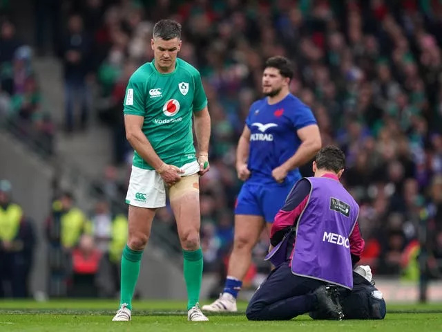 Johnny Sexton suffered a groin injury against France