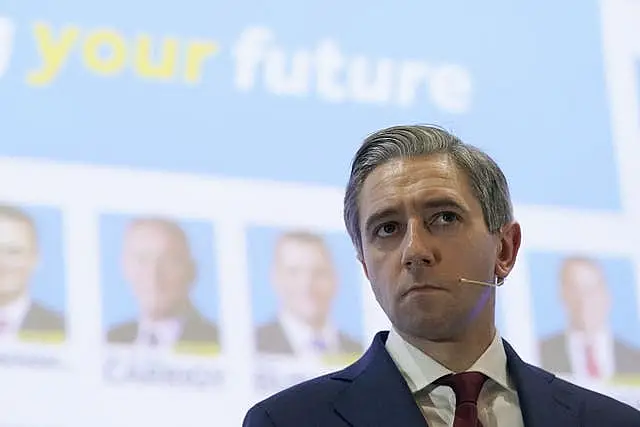 Simon Harris speaking on stage at the Fine Gael’s General Election manifesto launch