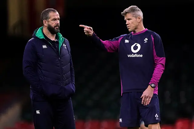 Ireland defence coach Simon Easterby, right, and head coach Andy Farrell