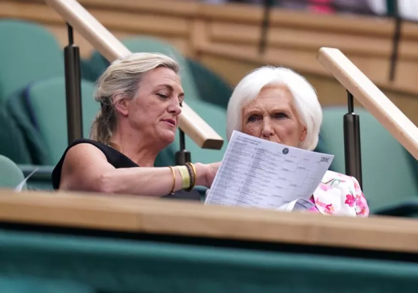 Dame Mary Berry (right) and Annabel Bosher in the Royal Box on Centre Court