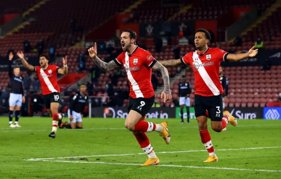 Southampton’s Danny Ings reacts after he scores but it is ruled out after a VAR check 