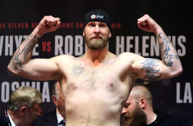 Robert Helenius during a weigh-in