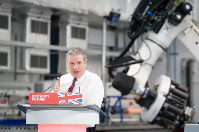 Labour Party leader Sir Keir Starmer giving a speech at the National Composites Centre at Bristol and Bath Science Park in Bristol