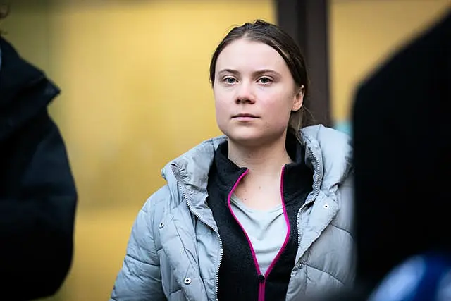 Greta Thunberg outside court in London