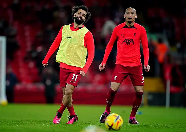 Fabinho, right, has already left Liverpool for the Saudi Pro League this summer (Peter Byrne/PA)