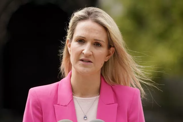 Minister for Justice Helen McEntee speaks to members of the media outside the Government Buildings, Dublin, after announcing Government approval for the Life Sentences Bill 2024, which will give judges the discretion to recommend minimum periods in prison for those sentenced to life imprisonment