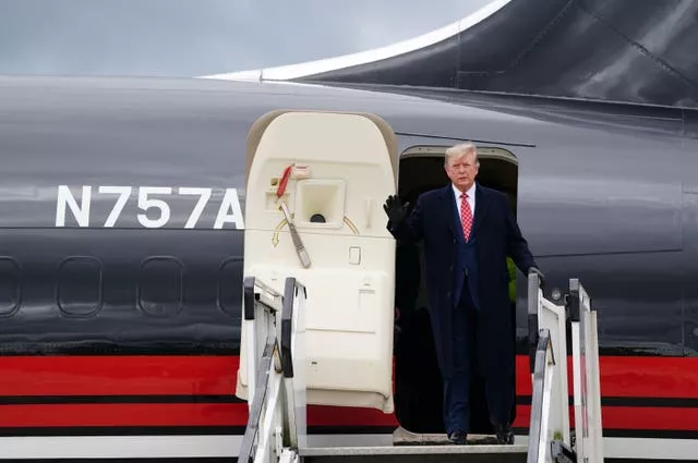 Donald Trump arriving in the UK