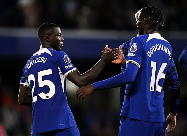 Chelsea's Moises Caicedo, left, and Lesley Ugochukwu