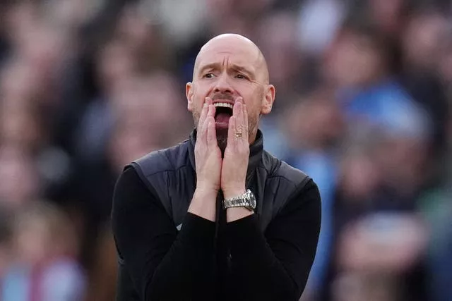 Manchester United manager Erik ten Hag reacts at West Ham 