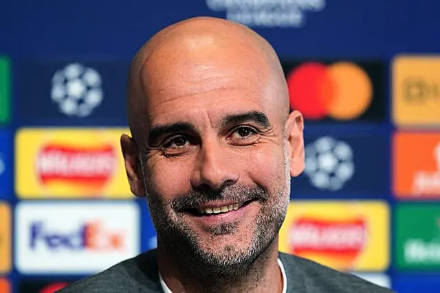 Pep Guardiola speaking to the media on Monday