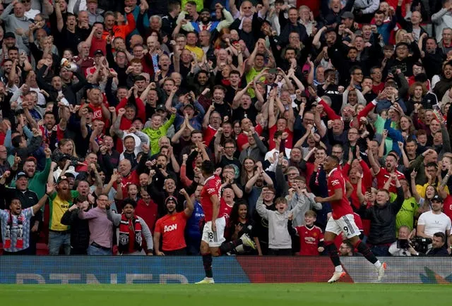 Casemiro celebrates nodding United ahead against Chelsea