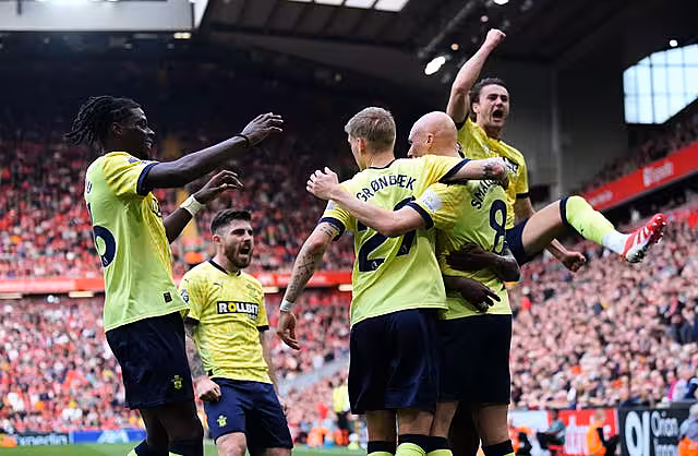 Southampton’s Will Smallbone (second right) celebrates